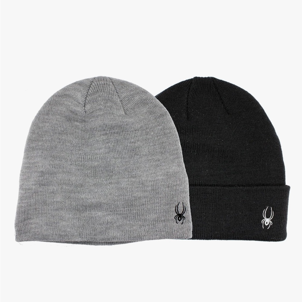 Spyder Black and Gray Beanie Duo